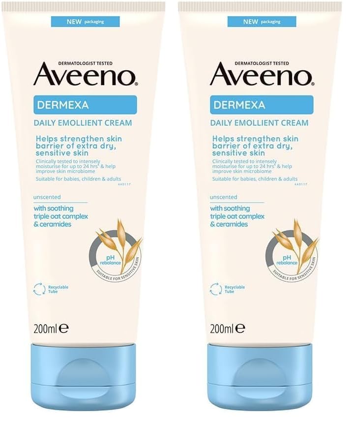 Aveeno Dermexa Daily Emollient Cream (1x 500ml), Emollient Cream Enriched with Triple Oat Complex and Ceramides for Sensitive Skin, Soothing Relief from Itchy, Dry Skin Prone to Eczema