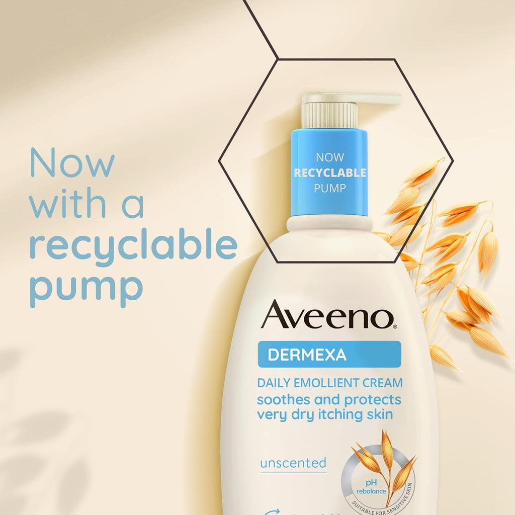 Aveeno Dermexa Daily Emollient Cream (1x 500ml), Emollient Cream Enriched with Triple Oat Complex and Ceramides for Sensitive Skin, Soothing Relief from Itchy, Dry Skin Prone to Eczema