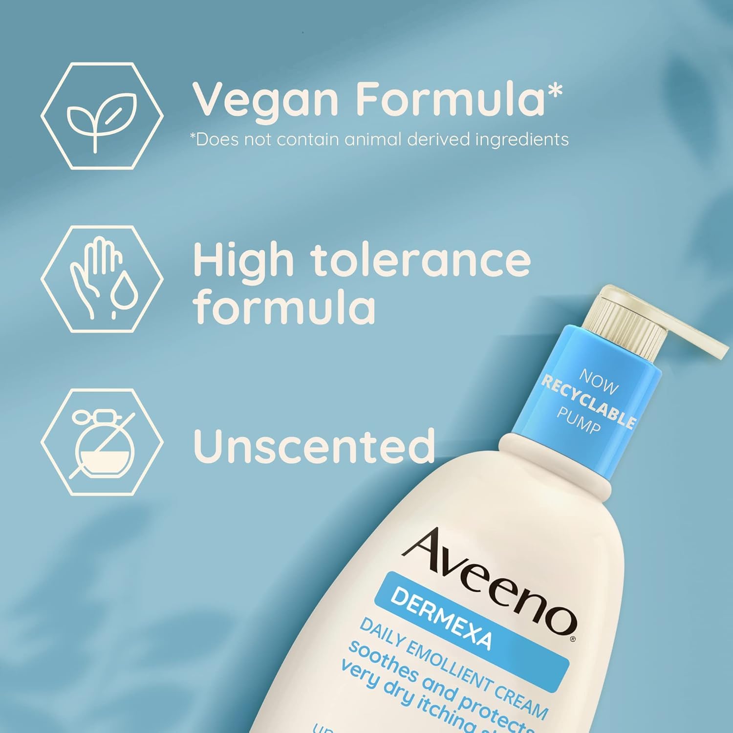 Aveeno Dermexa Daily Emollient Cream (1x 500ml), Emollient Cream Enriched with Triple Oat Complex and Ceramides for Sensitive Skin, Soothing Relief from Itchy, Dry Skin Prone to Eczema