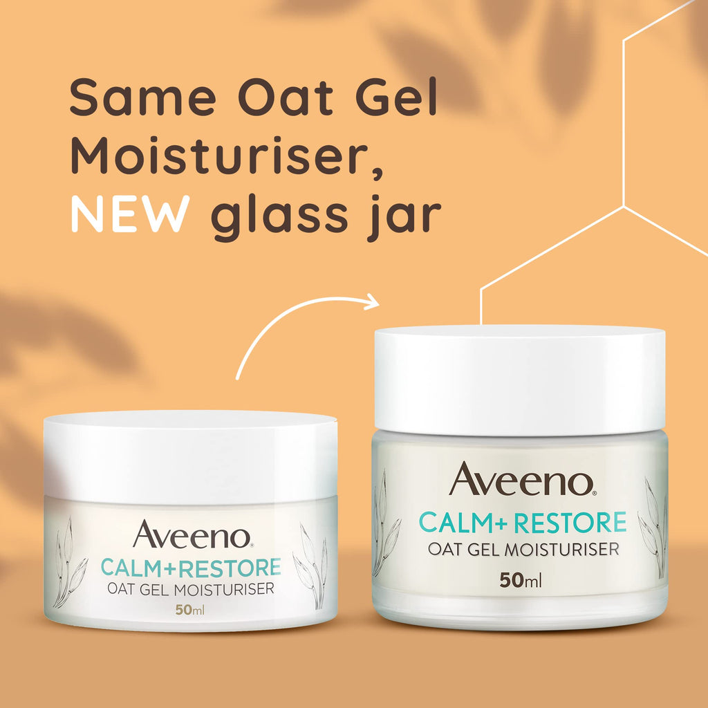Aveeno Face Calm+Restore Oat Gel Moisturiser (1x 50ml), Face Moisturiser to Instantly Soothe and Replenish the Skin's Moisture Barrier, Intensely Nourishing Day Cream, Suitable for Sensitive Skin