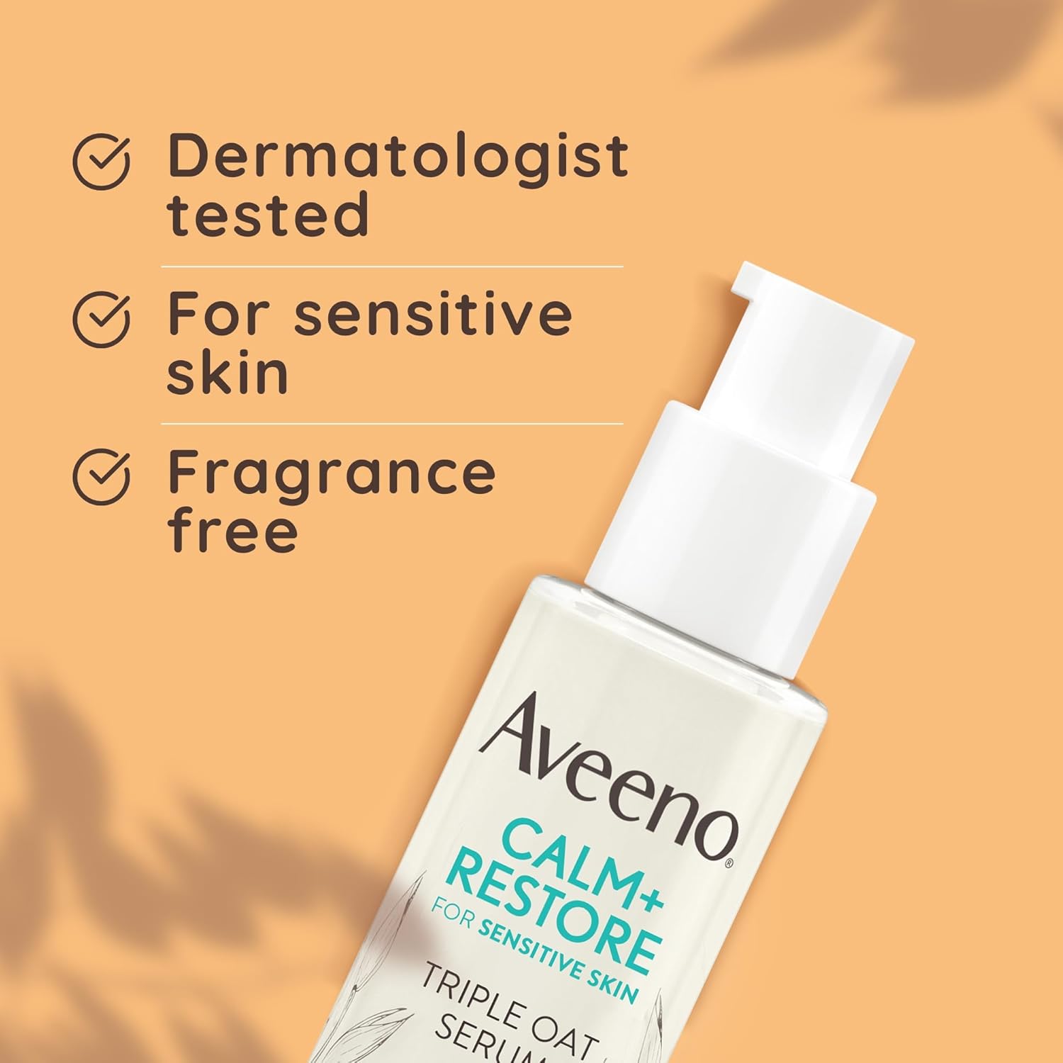 AVEENO Face CALM+RESTORE Triple Oat Serum (1 x 30ml), Instantly Smoothing Face Serum with Triple Oat Complex and Calming Feverfew for Fortified Skin, 24h Moisturisation, Face Care for Sensitive Skin