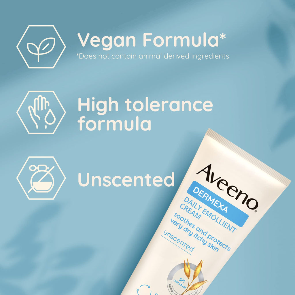 Aveeno Dermexa Daily Emollient Cream (1x 500ml), Emollient Cream Enriched with Triple Oat Complex and Ceramides for Sensitive Skin, Soothing Relief from Itchy, Dry Skin Prone to Eczema
