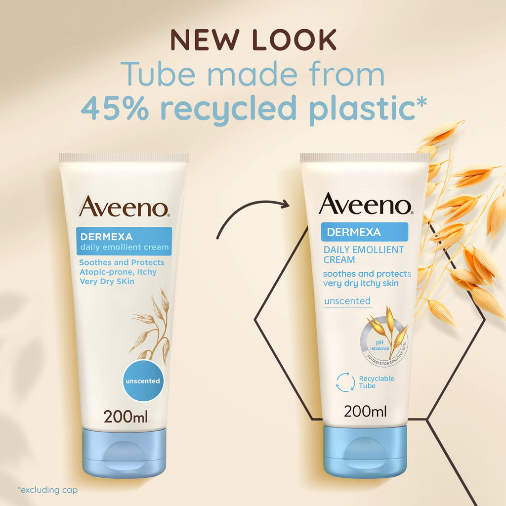 Aveeno Dermexa Daily Emollient Cream (1x 500ml), Emollient Cream Enriched with Triple Oat Complex and Ceramides for Sensitive Skin, Soothing Relief from Itchy, Dry Skin Prone to Eczema